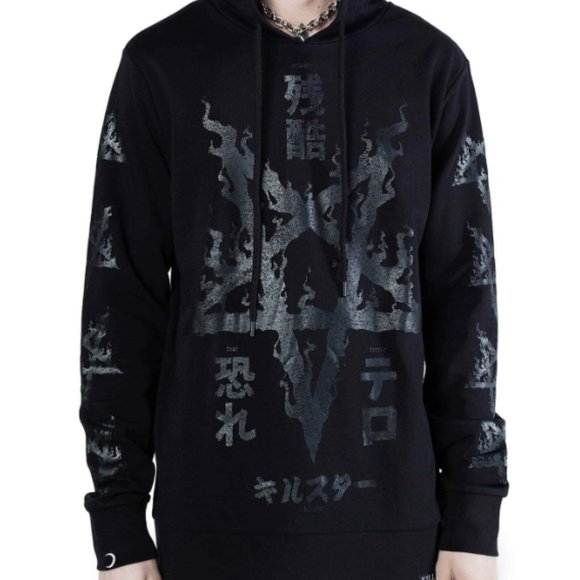 🎯NWT Killstar Night Terror Oversized Hoodie Black Size Small - Picture 3 of 14